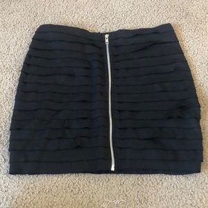 Zipper Front Miami Layered Black Skirt